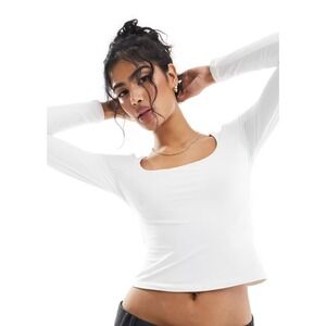 Abercrombie & Fitch Women's Soft Matte Seamless Long-Sleeve Squareneck Top Sz M